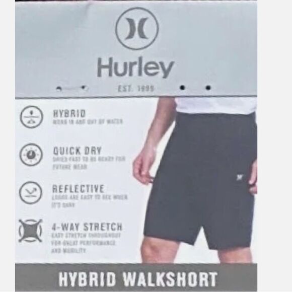 Hurley Gray Board Shorts Sz 40 - Picture 2 of 4